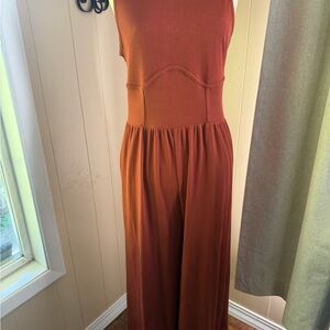 Cider Rust Sleeveless Wide-Leg Jumpsuit